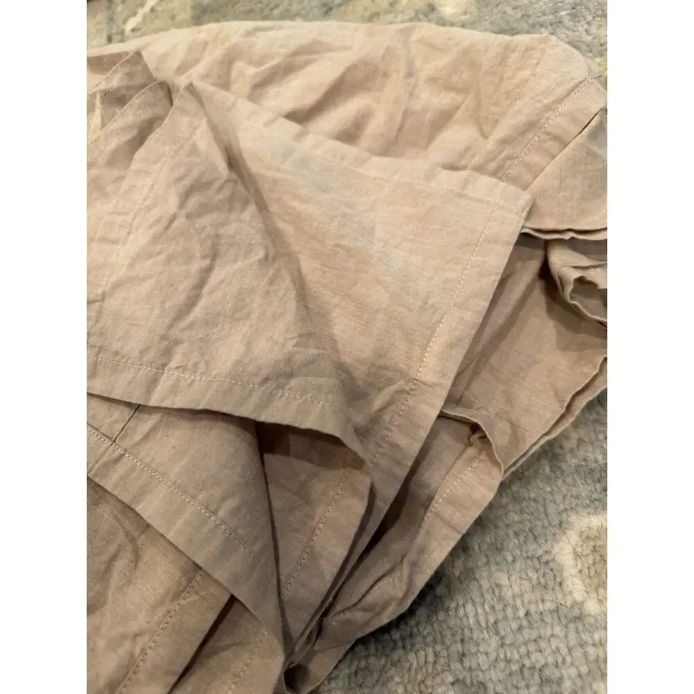 Coyuchi Organic Crinkled Percale™ Hazel Chambray Top Sheet Queen NEW